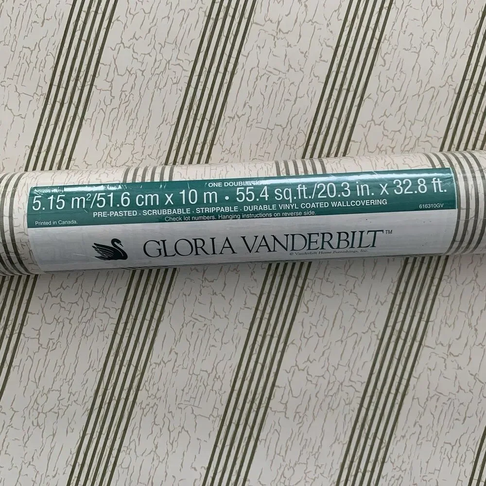 Gloria Vanderbilt Stripe Wallpaper With Crackle Background 20.3” X 32.8’ Long